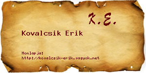 Kovalcsik Erik névjegykártya